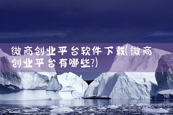 微商创业平台软件下载