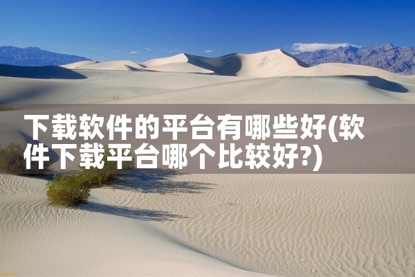 下载软件的平台有哪些好